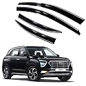 Premium Chromeline & Silverline Unbreakable Car Rear Window Wind Deflectors & Side Door Visor Rain Guard Compatible with (Hyundai Creta (2020 Onwards))