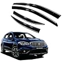 Premium Chromeline &amp; Silverline Unbreakable Car Rear Window Wind Deflectors &amp; Side Door Visor Rain Guard Compatible with (Maruti Suzuki S-Cross (2018-2019))
