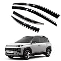 Premium Chromeline &amp; Silverline Unbreakable Car Rear Window Wind Deflectors &amp; Side Door Visor Rain Guard Compatible with (Hyundai Exter (2023 Onwards))