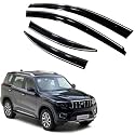 Premium Chromeline & Silverline Unbreakable Car Rear Window Wind Deflectors & Side Door Visor Rain Guard Compatible with (Mahindra Scorpio N (2022 Onwards))