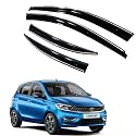 Premium Chromeline &amp; Silverline Unbreakable Car Rear Window Wind Deflectors &amp; Side Door Visor Rain Guard Compatible with (Tata Tiago (2020 Onwards))