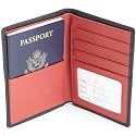 Royce Leather Rfid Blocking Bifold Passport Currency Travel Wallet Bi-Fold Wallet, Black and Red