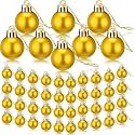 Rozi Decoration 24 Pcs Golden Mini Christmas Balls for Tree Hanging Ornaments Decorations | Xmas Tree Decorations Items | Christmas Balls for Decoration