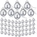 Rozi Decoration 24 Pcs Silver Christmas Hanging Balls Mini for Tree Decorations | Merry Christmas Silver Balls Size 3 cm | Xmas Tree Decoration Items for Home