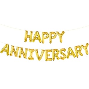 rozi decoration happy anniversary foil balloon golden pack of 16 letters