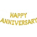 Rozi Decoration Happy Anniversary Foil Balloon Golden Pack of 16 Letters