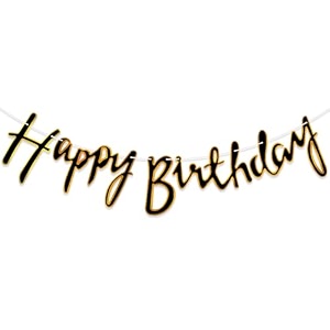 rozi decoration black happy birthday cursive banner  1 pcs  husband  wife  kids  home  outdoorindoor use  black color  12cm x 180cm  banner type