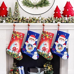 rozi decoration christmas decorations stockings set of 4  linen xmas gift stockings for home amp tree hanging  decorative socks for christmas tree fireplace door window amp party dcor