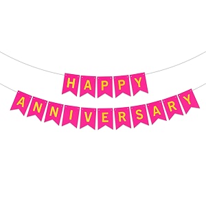 rozi decoration happy anniversary banner  1st 10th 25th amp 50th wedding anniversary decoration items  pink pack of 1