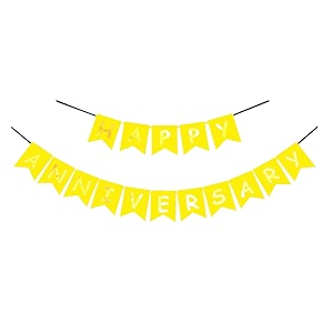 rozi decoration happy anniversary banner  1st 10th 25th amp 50th wedding anniversary decoration items  yellow pack of 1