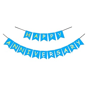 rozi decoration happy anniversary banner  1st 10th 25th amp 50th wedding anniversary decoration items  sky blue pack of 1