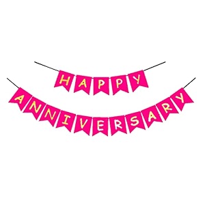 rozi decoration happy anniversary banner  1st 10th 25th amp 50th wedding anniversary decoration items  dark pink pack of 1