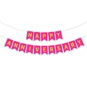 Rozi Decoration Happy Anniversary Banner | 1st 10th 25th &amp; 50th Wedding Anniversary Decoration Items | Pink (Pack of 1)