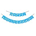 Rozi Decoration Happy Anniversary Banner | 1st 10th 25th &amp; 50th Wedding Anniversary Decoration Items | Sky Blue (Pack of 1)
