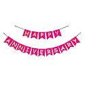 Rozi Decoration Happy Anniversary Banner | 1st 10th 25th &amp; 50th Wedding Anniversary Decoration Items | Dark Pink (Pack of 1)