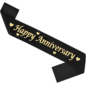 rozi decoration happy anniversary black sash for men women 1st anniversary decorations happy wedding anniversary sash for romantic couple pack of 1 pcs