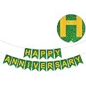 Rozi Decoration Happy Anniversary Glitter Banner | 1st 10th 25th & 50th Wedding Anniversary Decoration Items | Glitter- Green (Pack of 1)