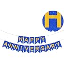 Rozi Decoration Happy Anniversary Glitter Banner | 1st 10th 25th &amp; 50th Wedding Anniversary Decoration Items | Glitter- Blue (Pack of 1)