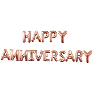 rozi decoration happy anniversary rose gold foil balloon pack of 16 letters