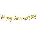 Rozi Decoration Happy Anniversary Banner – Rose Gold Cursive Letter Garland for Wedding Anniversary Party Decorations, Photo Booth Props, Romantic Celebration Supplies