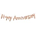 Rozi Decoration Paper Happy Anniversary Script Font Blush Theme Cursive Banner (Rose Gold)