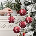 Rozi Decoration Merry Christmas Red Glitter Balls Set of 6 Pcs | Xmas Tree Ornaments and Hanging Decorations | Holiday Decor Items