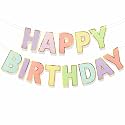 Rozi Decoration Happy Birthday Banner Pastel Rainbow Theme – Gold Edge Cardstock Letters, Reusable Birthday Decoration for Kids, Girls, Boys, Adults, (7 Inch Letters with Ribbon, Multicolor)