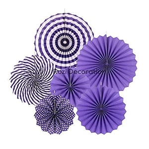 rozi decoration paper fan for birthday home anniversary valentine set of 6 purple