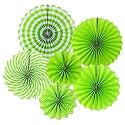 Rozi Decoration Paper Fan for Birthday, Home, Wedding, Anniversary, Bachelorette, Valentine - Set of 6 (Green)