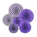 Rozi Decoration Paper Fan for Birthday, Home, Anniversary, Valentine Set of 6 (Purple)