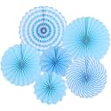 Rozi Decoration Paper Fan for Birthday, Wedding Paper Fan Decoration Set for Half Birthday Set of 6 Pcs Sky Blue