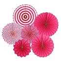 Rozi Decoration Paper Fan- Pink, Set of 6