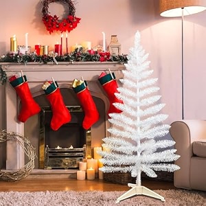 rozi decoration white christmas tree 5 feet for xmas party dcor - pack of 1 tree amp ornaments white theme decoration items hanging ornament amp foldable stand