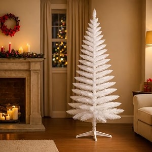 rozi decoration white christmas tree 6 feet with hanging ornament dcor pack of 1 xmas tree decorations items white christmas tree 6 feet dcor xmas tree decorations items white