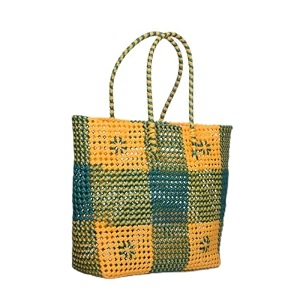 rp collections - handmade modern wire basket multipurpose grocery koodai with unique design pattern size  12h 45w 12l green