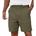 RQP Men's Cotton Casual Shorts Classic-fit 7" Chino Shorts Elastic Waist