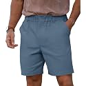 RQP Men's Cotton Casual Shorts Classic-fit 7" Chino Shorts Elastic Waist
