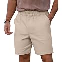 RQP Men's Cotton Casual Shorts Classic-fit 7" Chino Shorts Elastic Waist