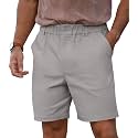 RQP Men's Cotton Casual Shorts Classic-fit 7" Chino Shorts Elastic Waist