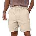 RQP Men's Cotton Casual Shorts Classic-fit 7" Chino Shorts Elastic Waist