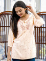RR SA KURTIS Party Embroidered Women Beige