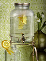 RRAARR 5L Drink Dispenser Metal Stand Mason Jar with stand Liquid Dispenser (Clear) 5 L Water Tank (Glass)