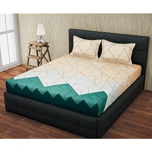 rrc super soft brushed microfiber cotton double bedsheet with 2 pillow covers  90x100 inches  elegant breathable amp wrinkle-free