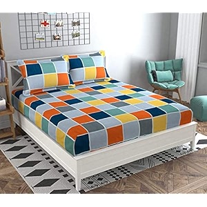 rrc super soft brushed microfiber cotton double bedsheet with 2 pillow covers90x100inches bedsheet with 17x27inches pillow coverswrinkle freebreathable bedsheet with pillow covers