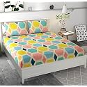 RRC Super Soft Brushed Microfiber Cotton Double Bedsheet with 2 Pillow Covers,90X100(Inches) Bedsheet with 17X27(inches) Pillow Covers,Wrinkle Free,Breathable Bedsheet with Pillow Covers