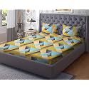 RRC Super Soft Brushed Microfiber Cotton Double Bedsheet with 2 Pillow Covers,90X100(Inches) Bedsheet with 17X27(inches) Pillow Covers,Wrinkle Free,Breathable Bedsheet with Pillow Covers