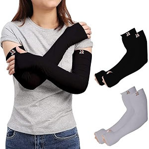 rrc uv sun protection arm sleeves for men amp women upf 50 arm cover for outdoor sports bikingcricketcycling golf winter special black color - 1 pair