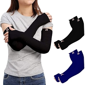 rrc uv sun protection arm sleeves for men amp women upf 50 arm cover for outdoor sports bikingcricketcycling golf winter special black color - 1 pair