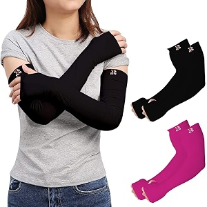 rrc uv sun protection arm sleeves for men amp women upf 50 arm cover for outdoor sports bikingcricketcycling golf winter special black color - 1 pair