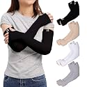 RRC UV Sun Protection Arm Sleeves for Men &amp; Women, UPF 50 Arm Cover for Outdoor Sports. Biking,Cricket,Cycling, Golf Winter Special Black Color - 1 Pair